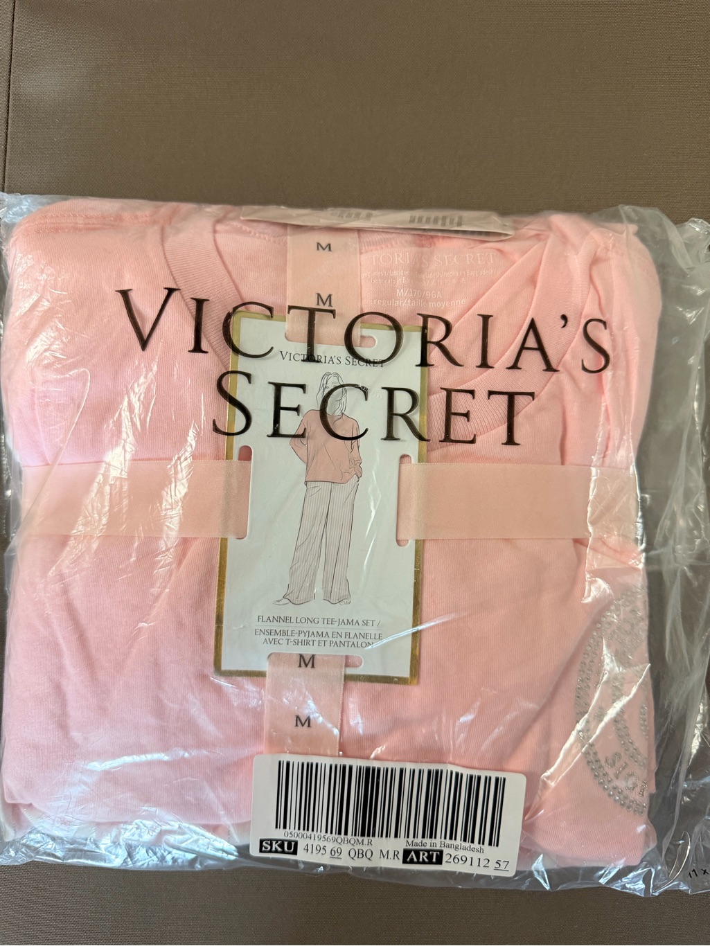 Nwt Victoria's Secret Pink Flannel Long Pajama Set - M